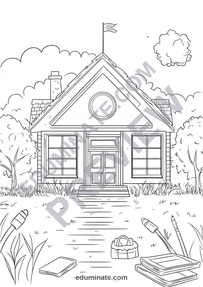 Back to School Coloring Sheets | Classroom Desk Pages | Study Art Activity sample page 1