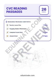CVC Reading Passages Worksheets for Kindergarten and First Grade Phonics Set page 1