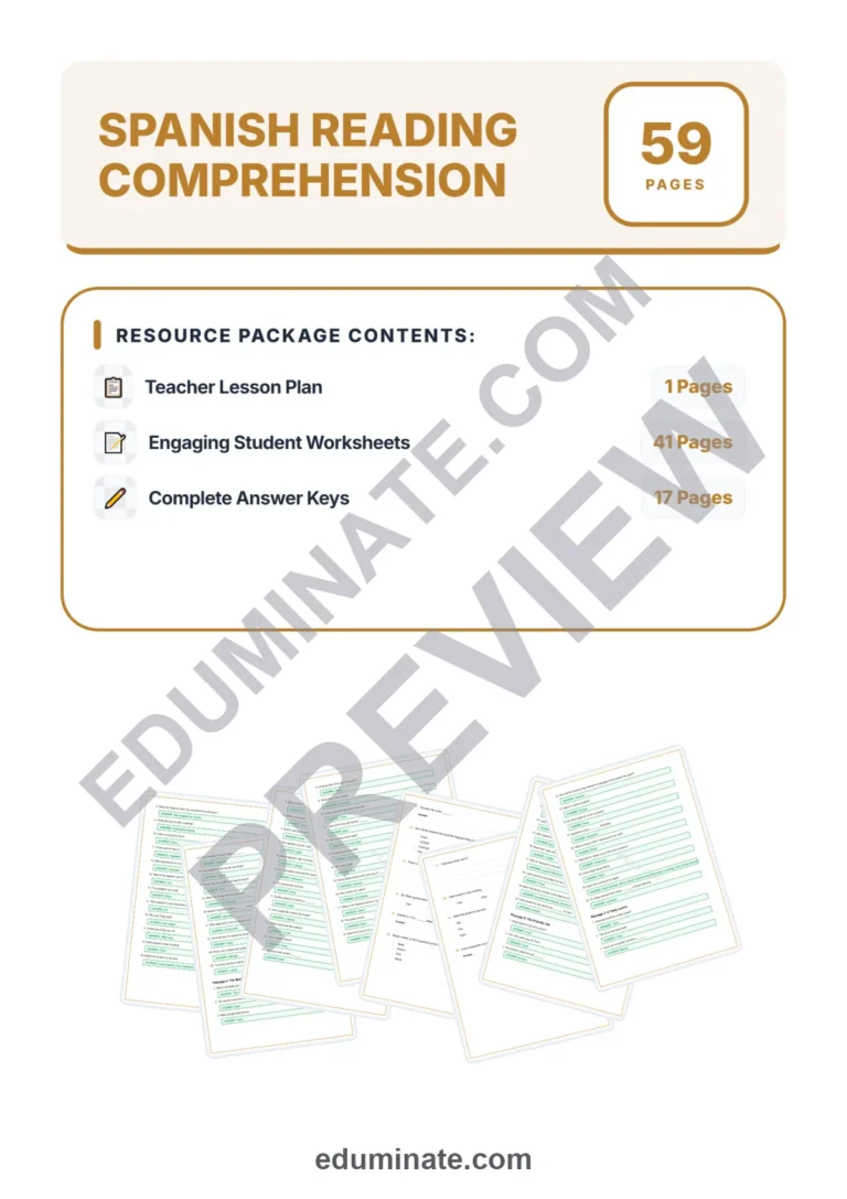 Bilingual Reading Comprehension – Spanish Culture Reading Passages Grade 3 sample page 1