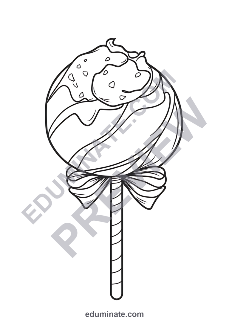 Lollipop Coloring Pages | Cute Sweet Candy Pop Art Activity Sheets for Kids sample page 1