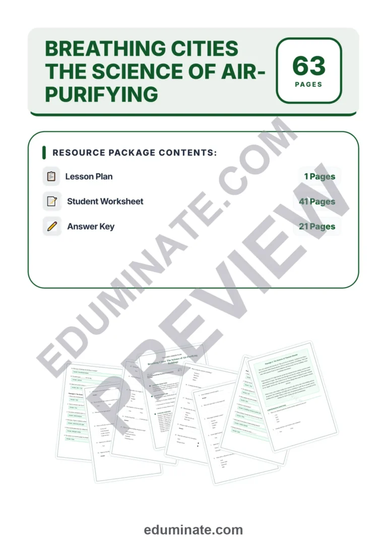 Air Pollution Reading Comprehension – Air Purifying Buildings 10 Passages sample page 1