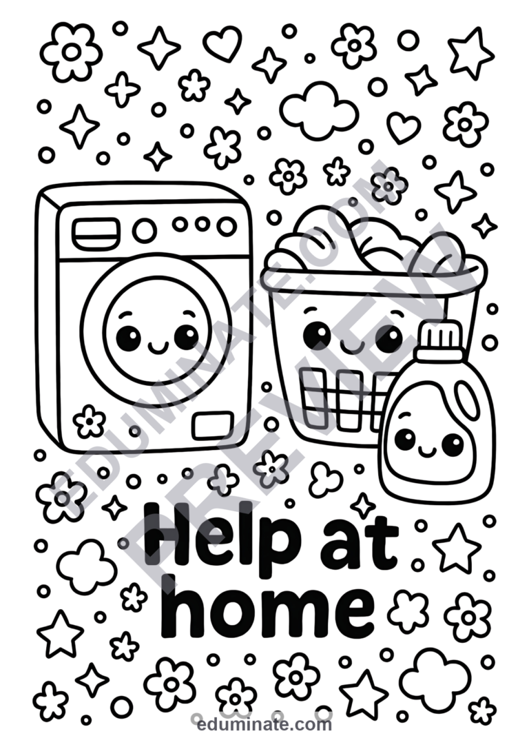 Helping Others Coloring Pages Home Cooperation Life Skills Sheets for Kids sample page 1