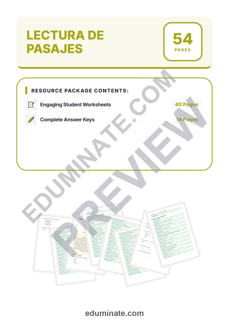 Spanish Reading Comprehension PDF – Reading Passages and Questions Grades 3-6 sample page 1