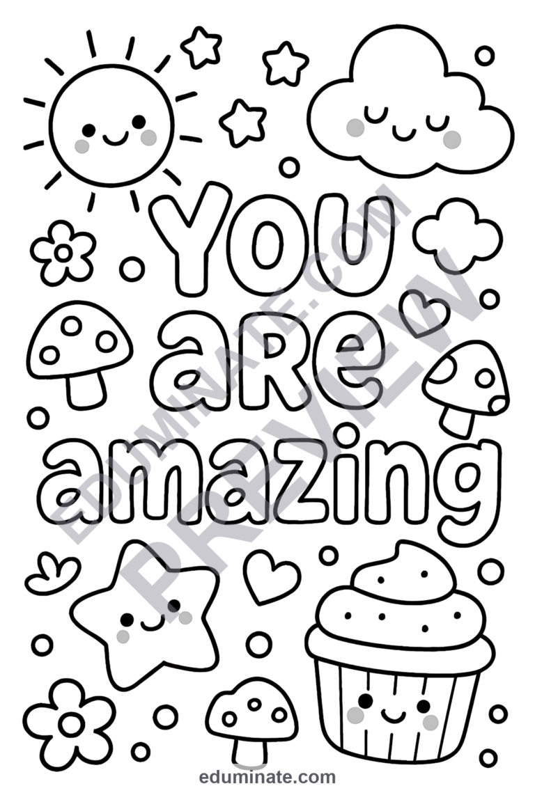 Inspirational Quotes Coloring Pages Motivational Activity Sheets for Kids sample page 1