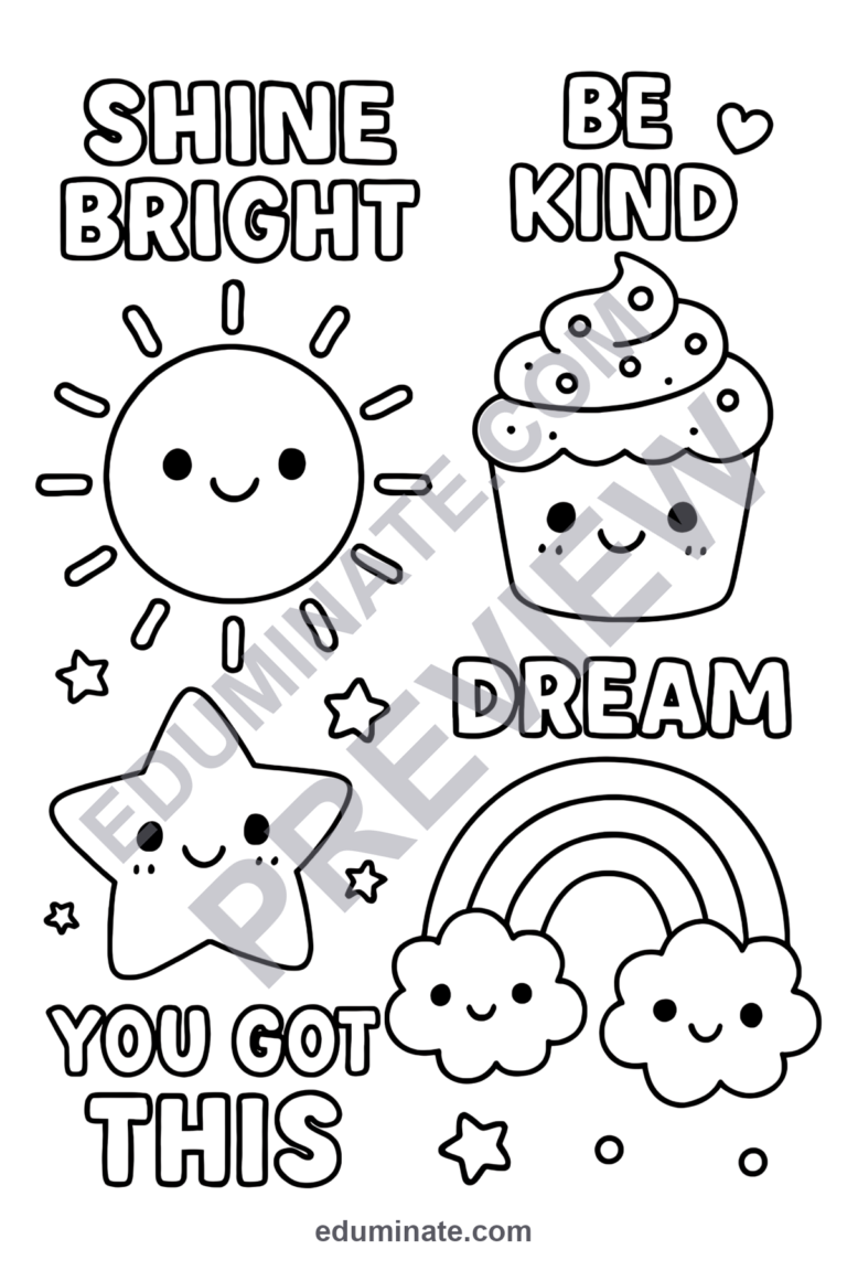 Inspirational Sayings Coloring Pages Positive Affirmation Sheets for Kids sample page 1