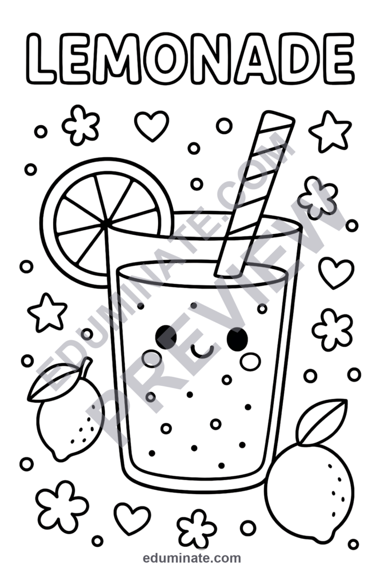 Lemonade Stand Coloring Pages Summer Pretend Play Activity Sheets for Kids sample page 1