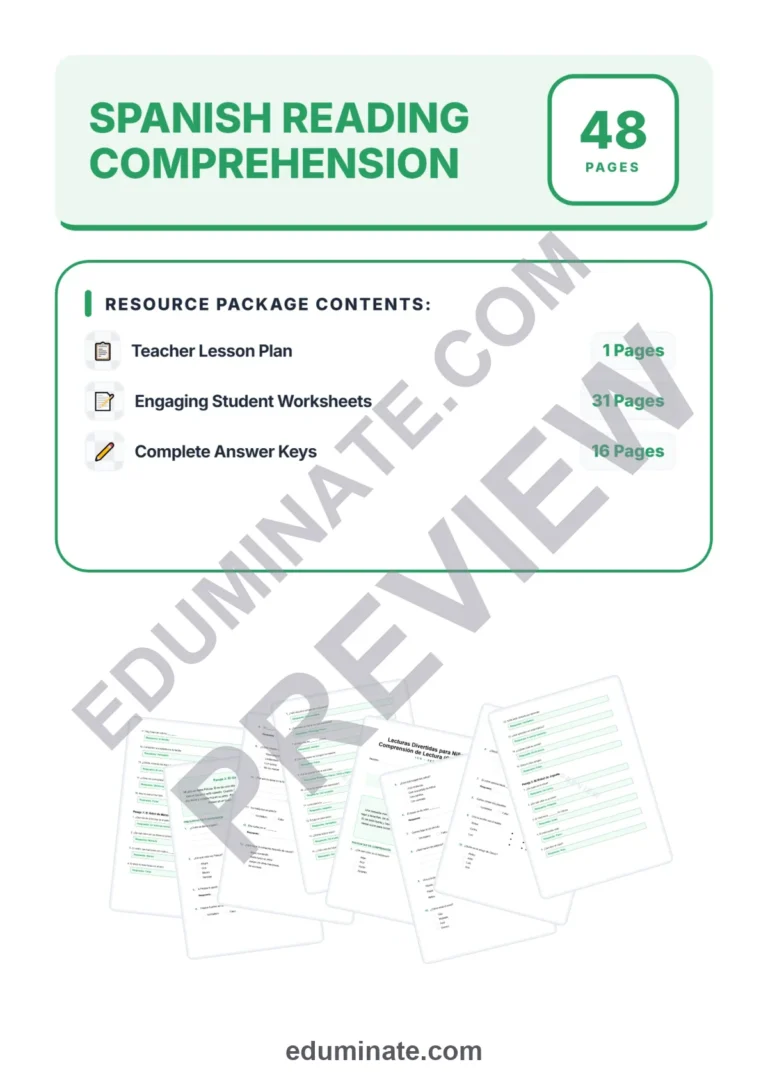 Spanish Reading Practice – Reading Passages, Questions and Answer Key Grades 1-3 sample page 1