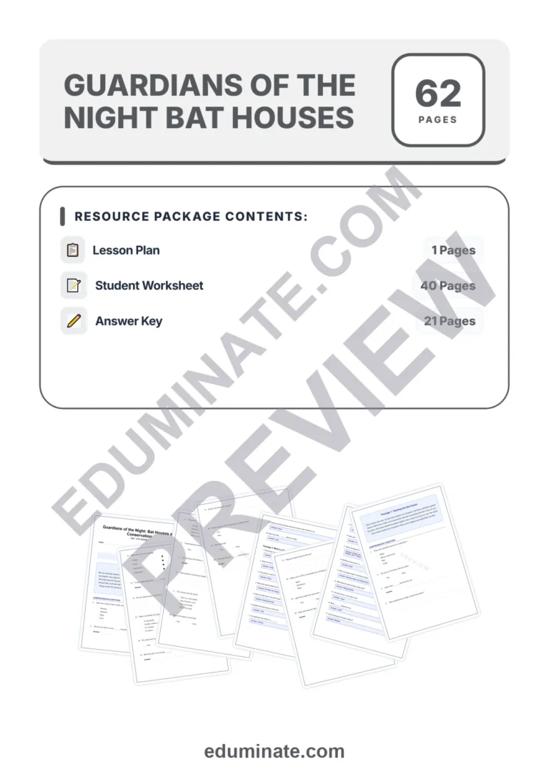 Bats Reading Comprehension – Bat Houses and Conservation Reading Passages sample page 1