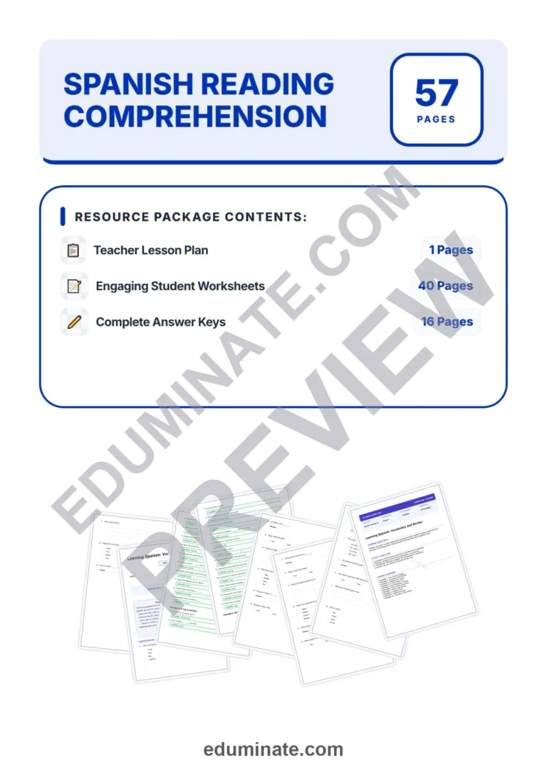 Spanish Reading Comprehension with Questions – Reading Passages 3rd Grade sample page 1