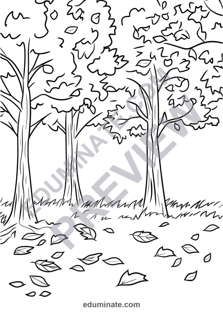 November Coloring Pages | Autumn Leaves and Fall Scenes Activity Sheets for Kids sample page 2