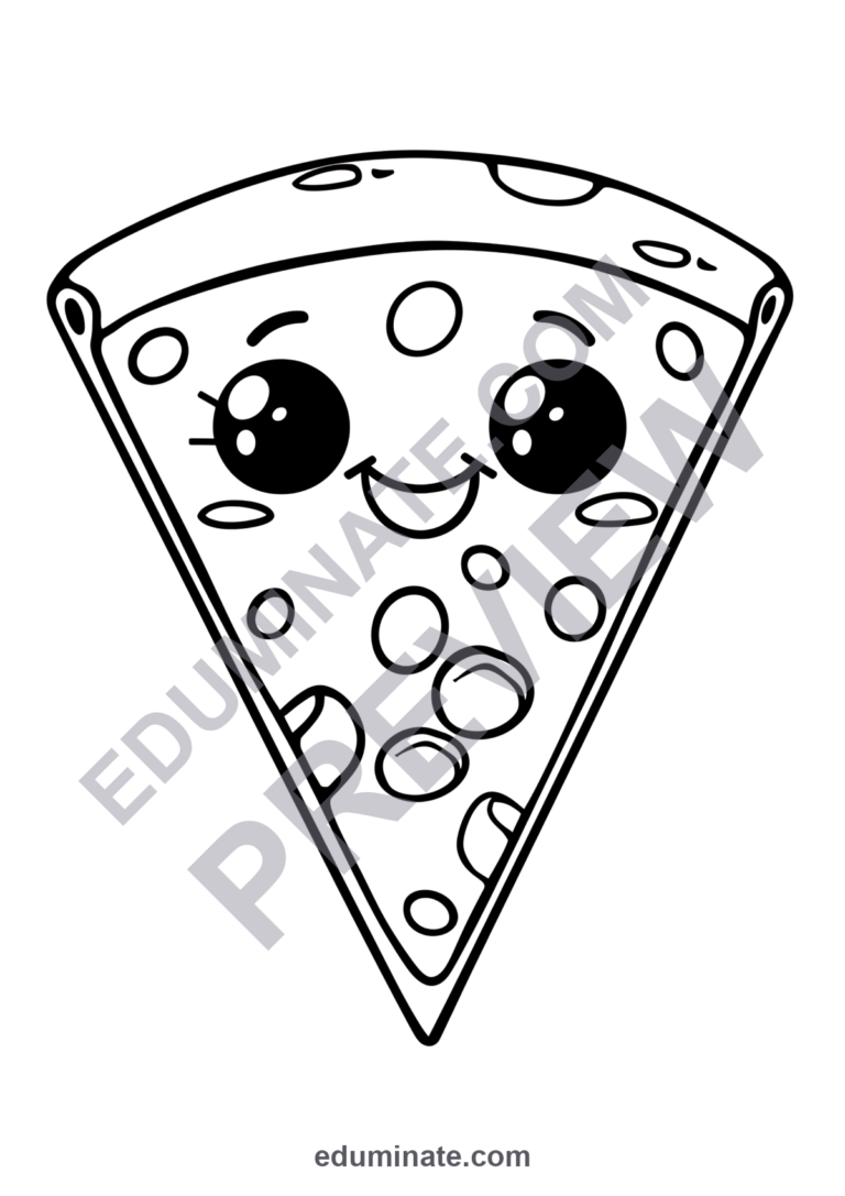 Printable Pizza Coloring Pages Fun Food Slices Activity Pack for Kids Art sample page 2