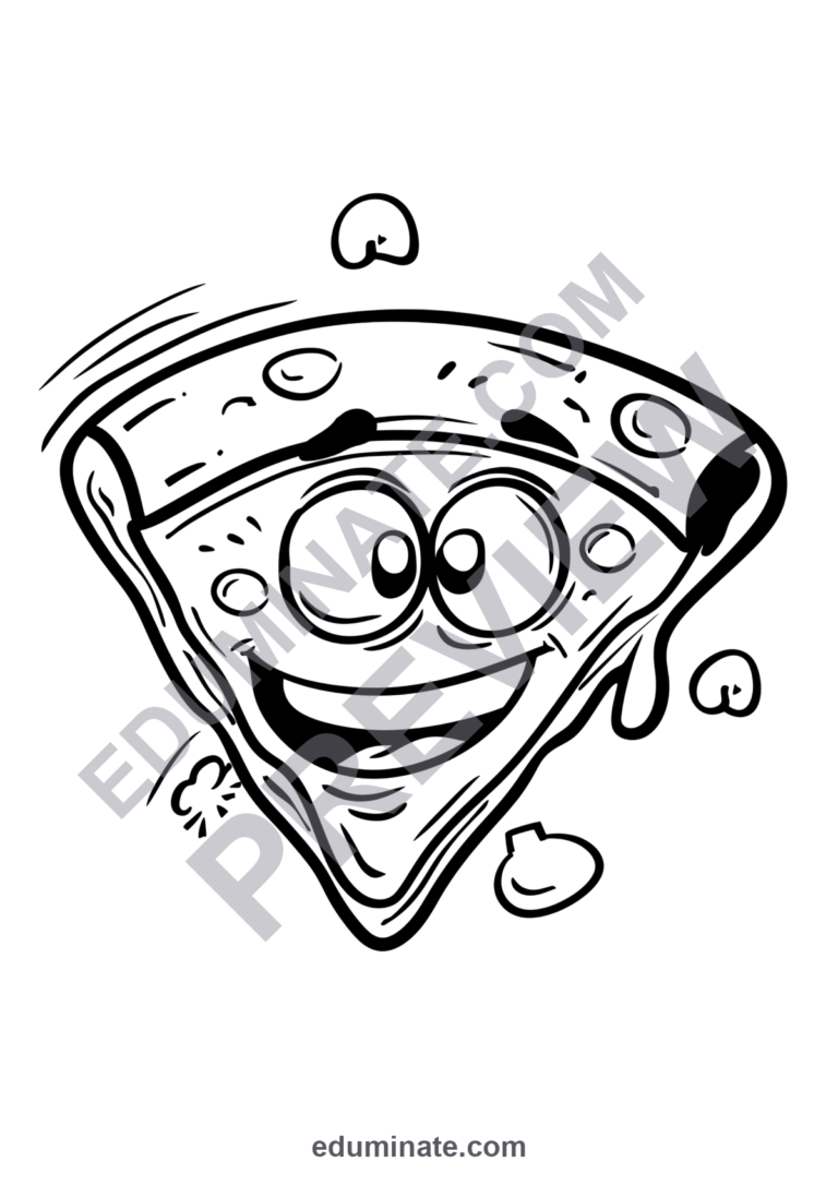 Pizza Slice Coloring Pages Restaurant Menu Art Activity Sheets Pack for Kids sample page 2