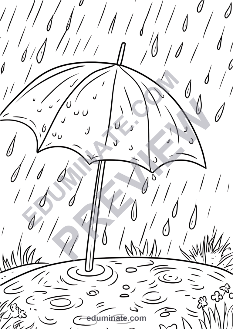 Rainy Day Coloring Pages Weather Storm Art Activity Sheets Pack for Kids Fun sample page 2