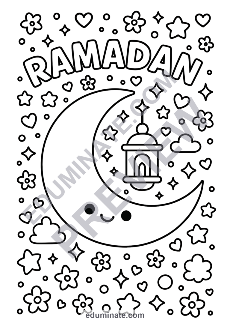Ramadan Coloring Pages Islamic Holiday Mosques Activity Sheets Pack for Kids sample page 2