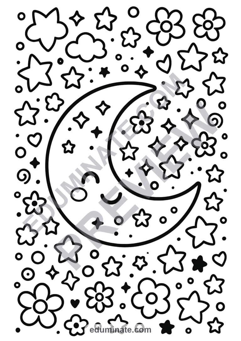 Ramadan Mubarak Coloring Pages Lanterns and Crescent Activity Pack for Kids sample page 2