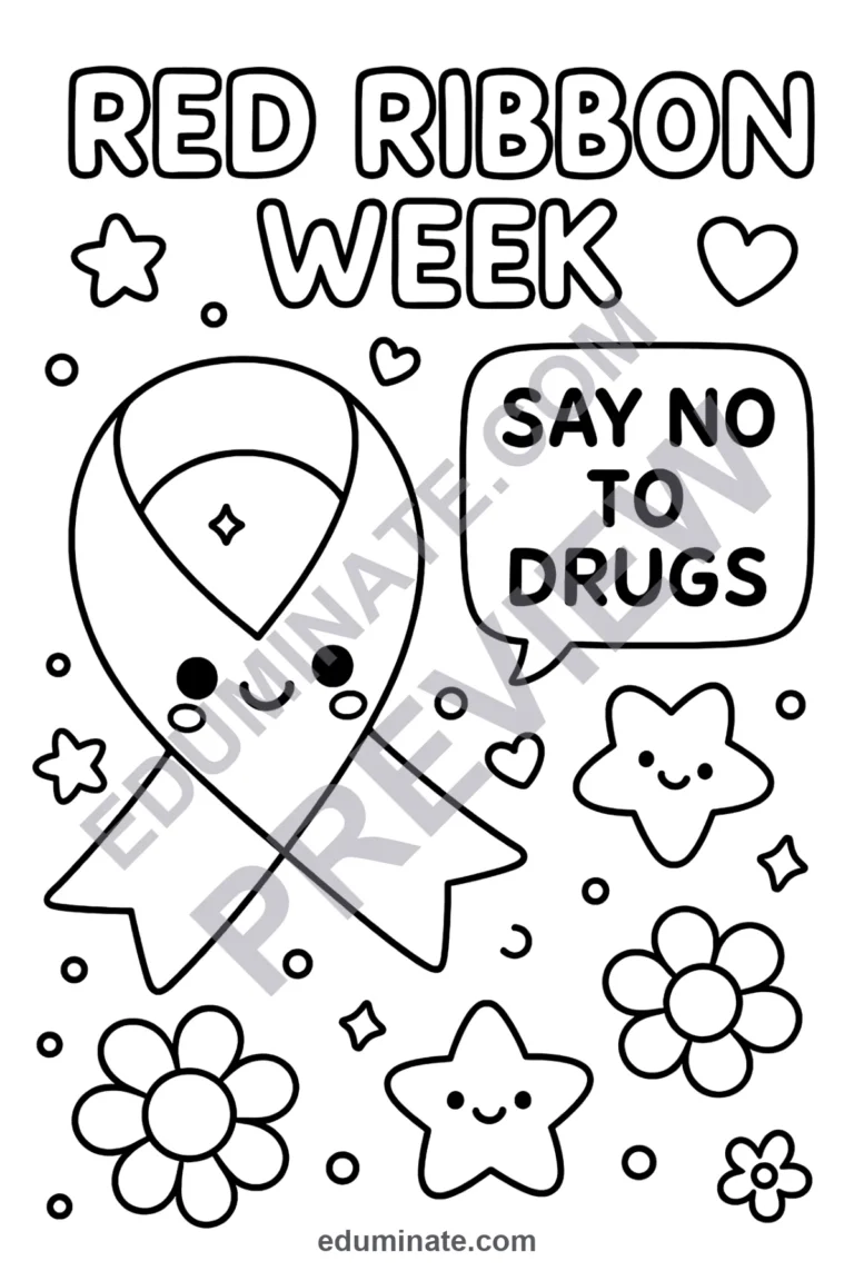Red Examples 99 Ready Red Ribbon Week Coloring Pages Health Fun