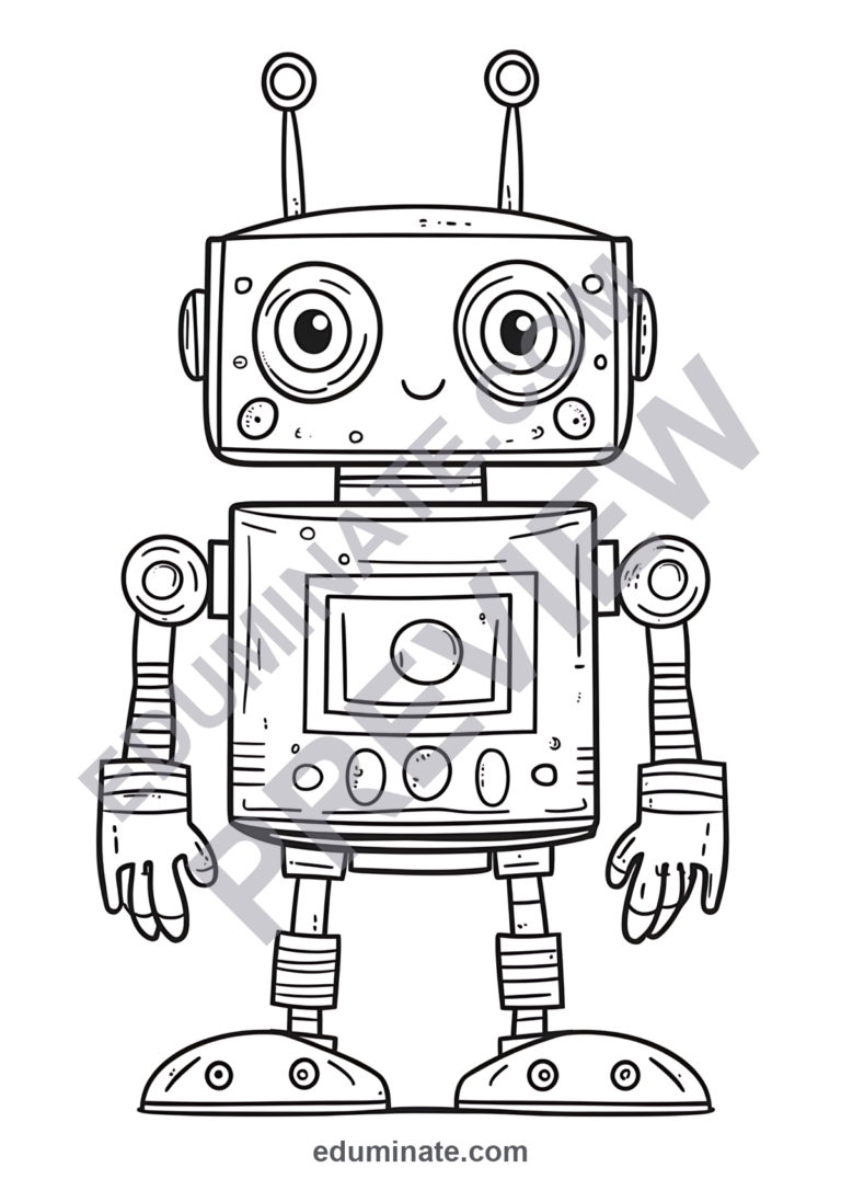 Robot Coloring Pages Technology and STEM Future Activity Sheets Pack Kids sample page 2