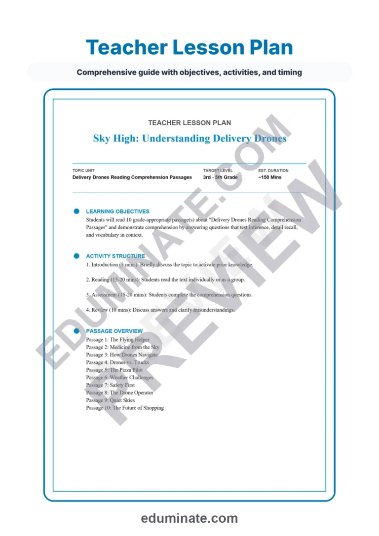 Delivery Drones Reading Comprehension Passages And Questions Worksheets Pack sample page 2