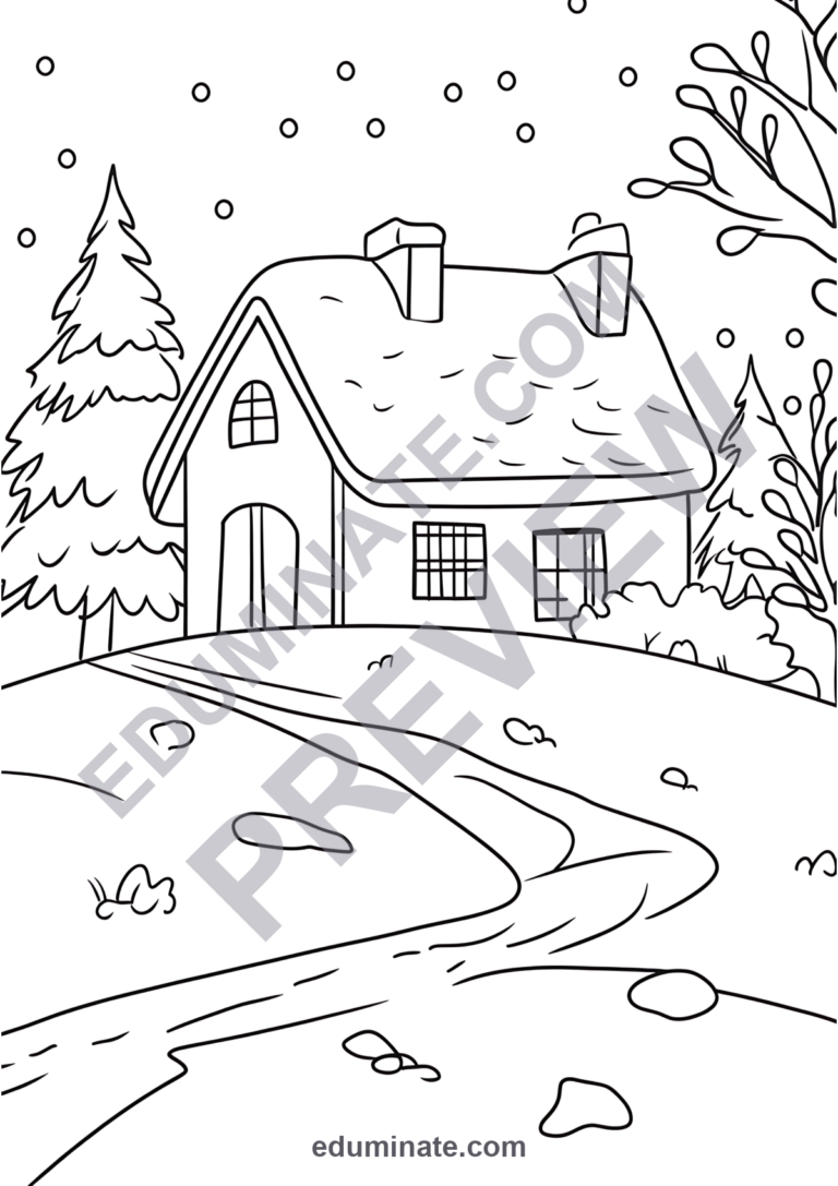 Snow Day Coloring Pages Winter Blizzard Fun Activity Sheets Pack for Kids sample page 2