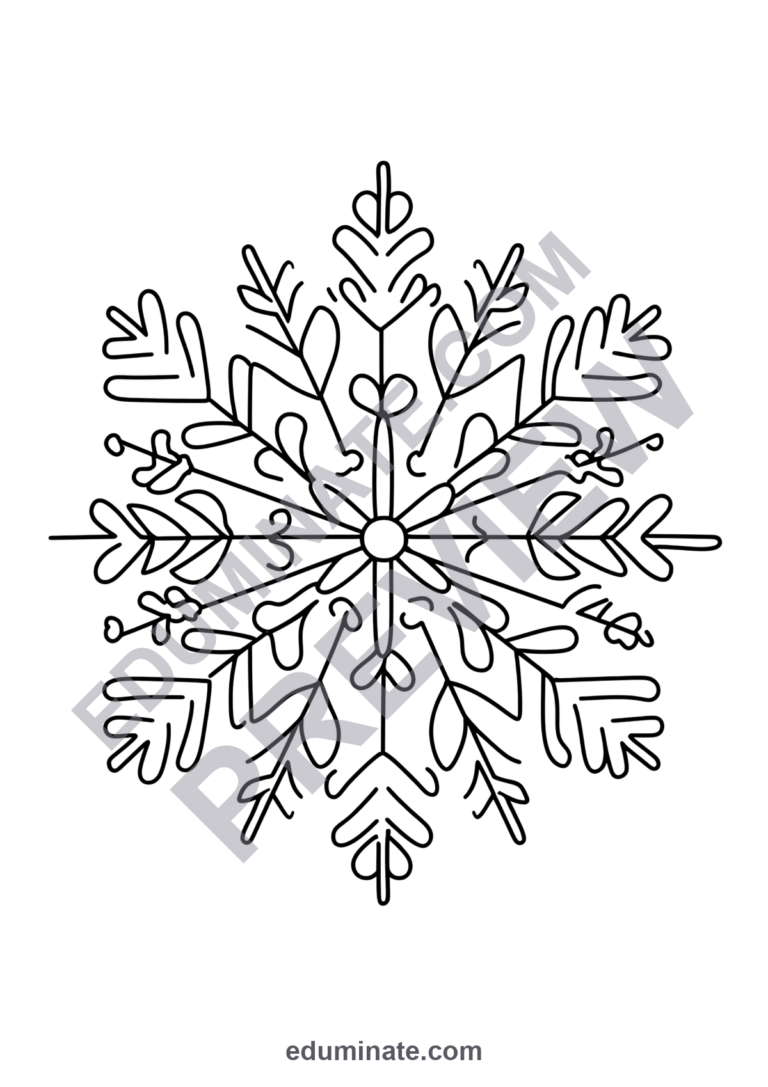 Winter Snowflake Coloring Pages 33 Geometric Ice Crystal Art Worksheets Sheets sample page 2