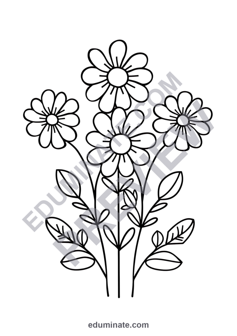 Spring Coloring Pages Renewal Garden Flowers Activity Sheets Pack for Kids sample page 2
