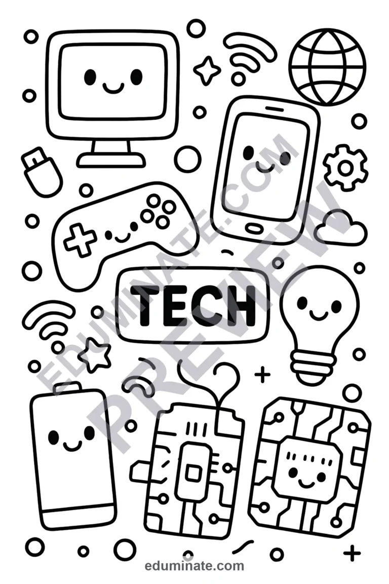 Techpattern Coloring Pages 30 Easy Simple Technology Coloring Pages Lab Art Fun