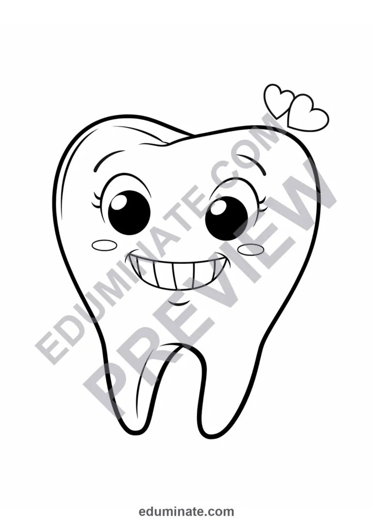 Lost Tooth Coloring Pages Smiling Teeth Activity Sheets Pack for Kids sample page 2