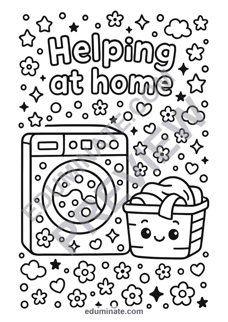 Helping at Home Coloring Pages Family Chores 53 Cute Printable Worksheets sample page 2
