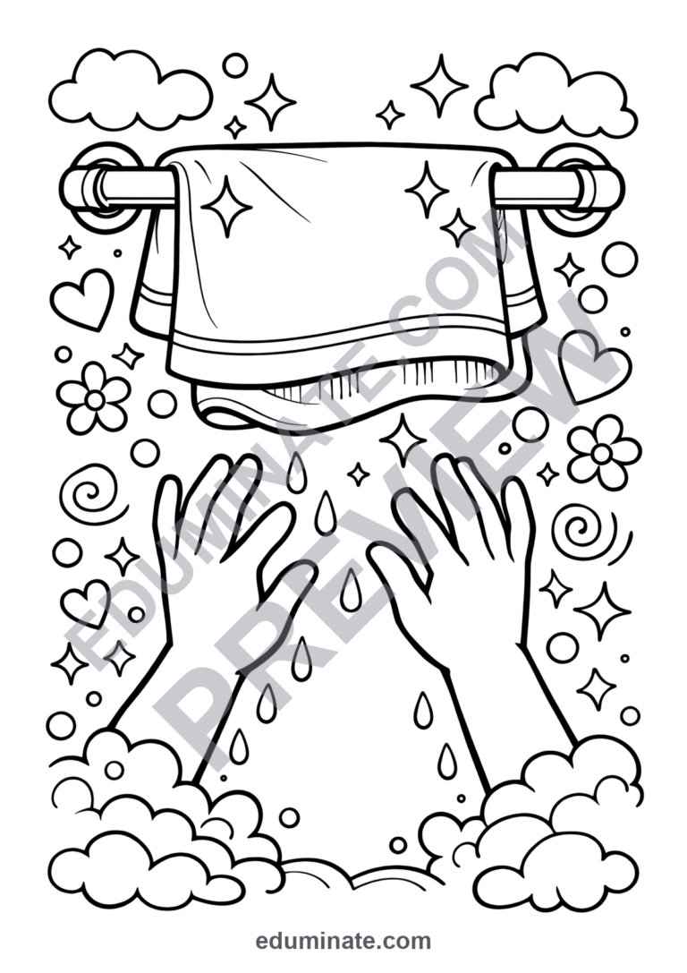 Hand Washing Coloring Pages for Preschoolers 19 Healthy Hygiene Habits Sheets sample page 2