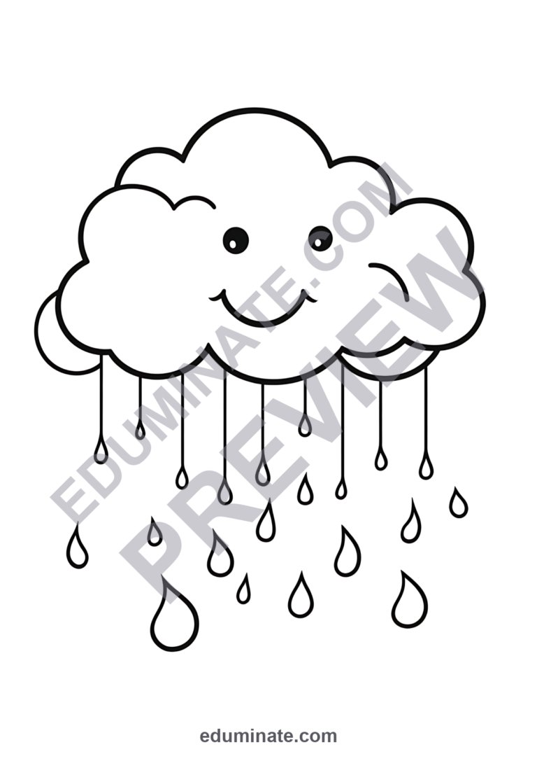 Types of Weather Coloring Pages 100 Rain Sunshine Clouds and Seasons Art Sheets sample page 2