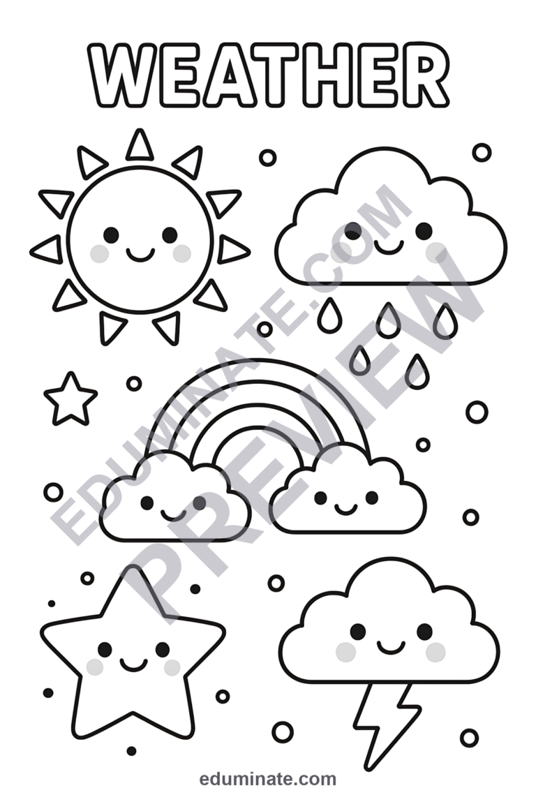 Weather Coloring Pages Four Seasons Meteorology Activity Sheets Pack Kids sample page 2