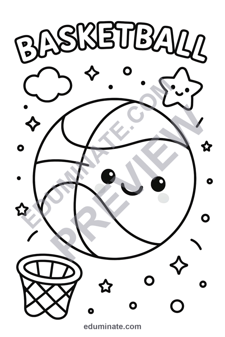 Printable Basketball Coloring Pages for Kids | Sports Sheets | Slam Dunk Book sample page 2
