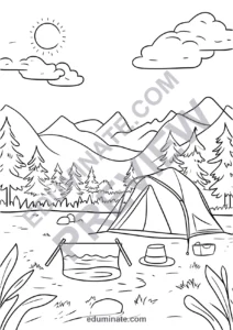 21 Camping Coloring Pages Printable Outdoor Adventure Activity Sheets for Kids page 2