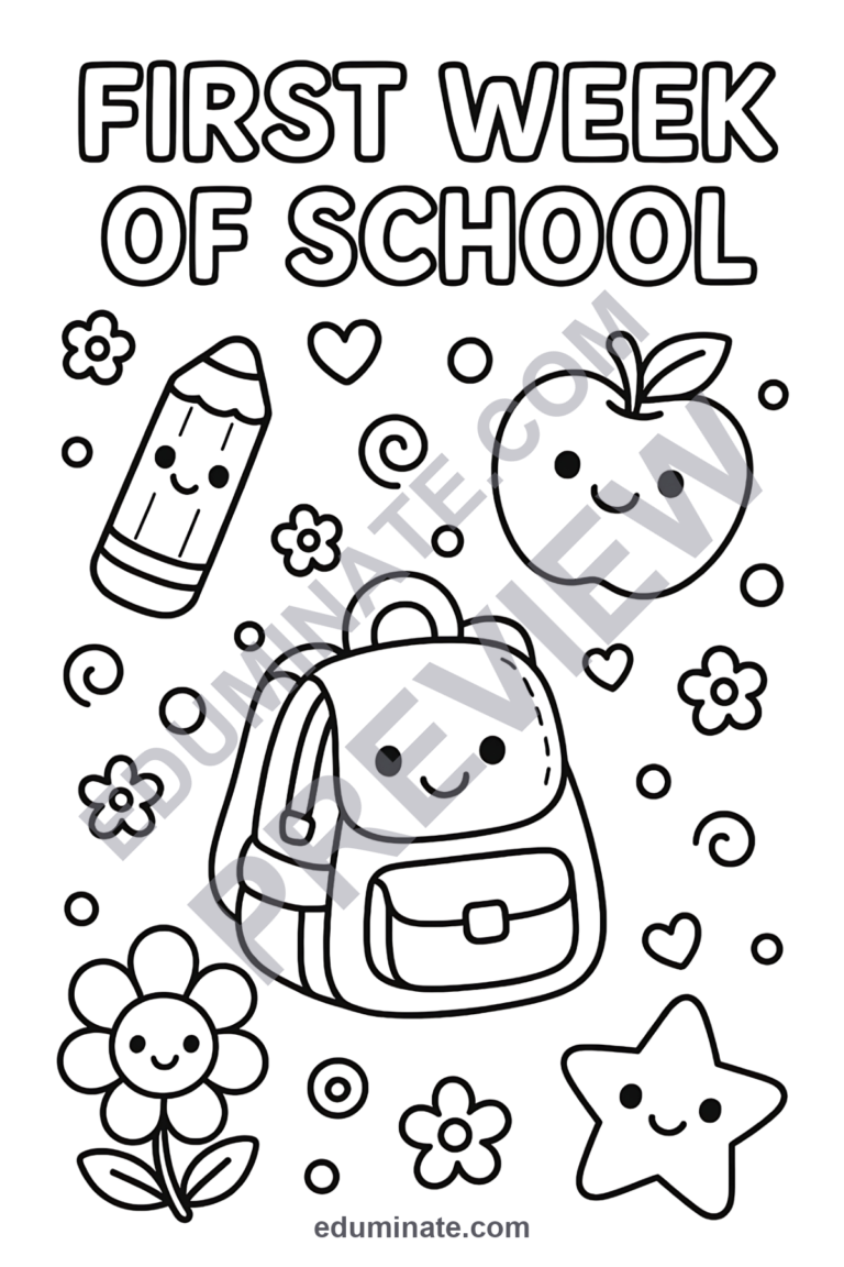 First Week of School Coloring Pages Back to School Activities for Kindergarten sample page 2