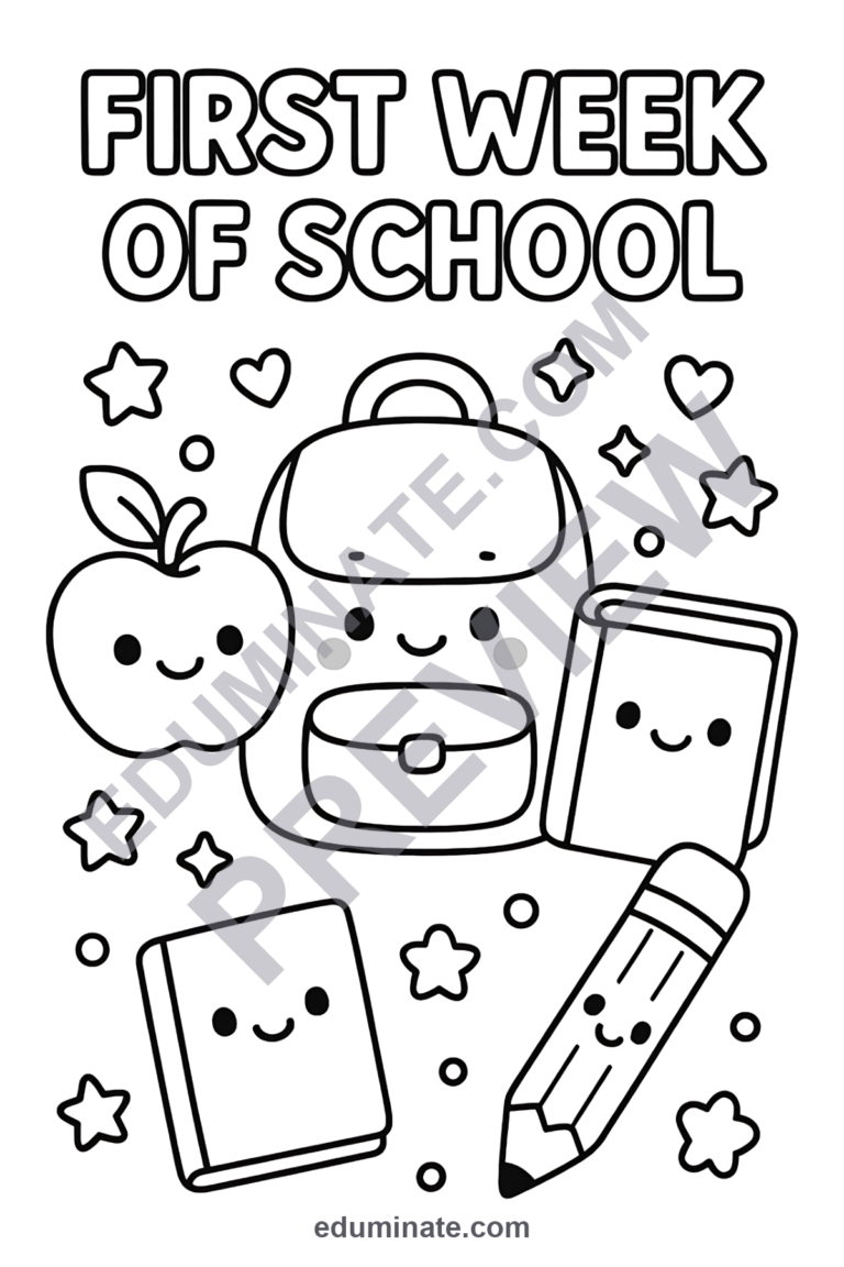 First Day of School Coloring Pages Back to School Activities for Kindergarten sample page 2