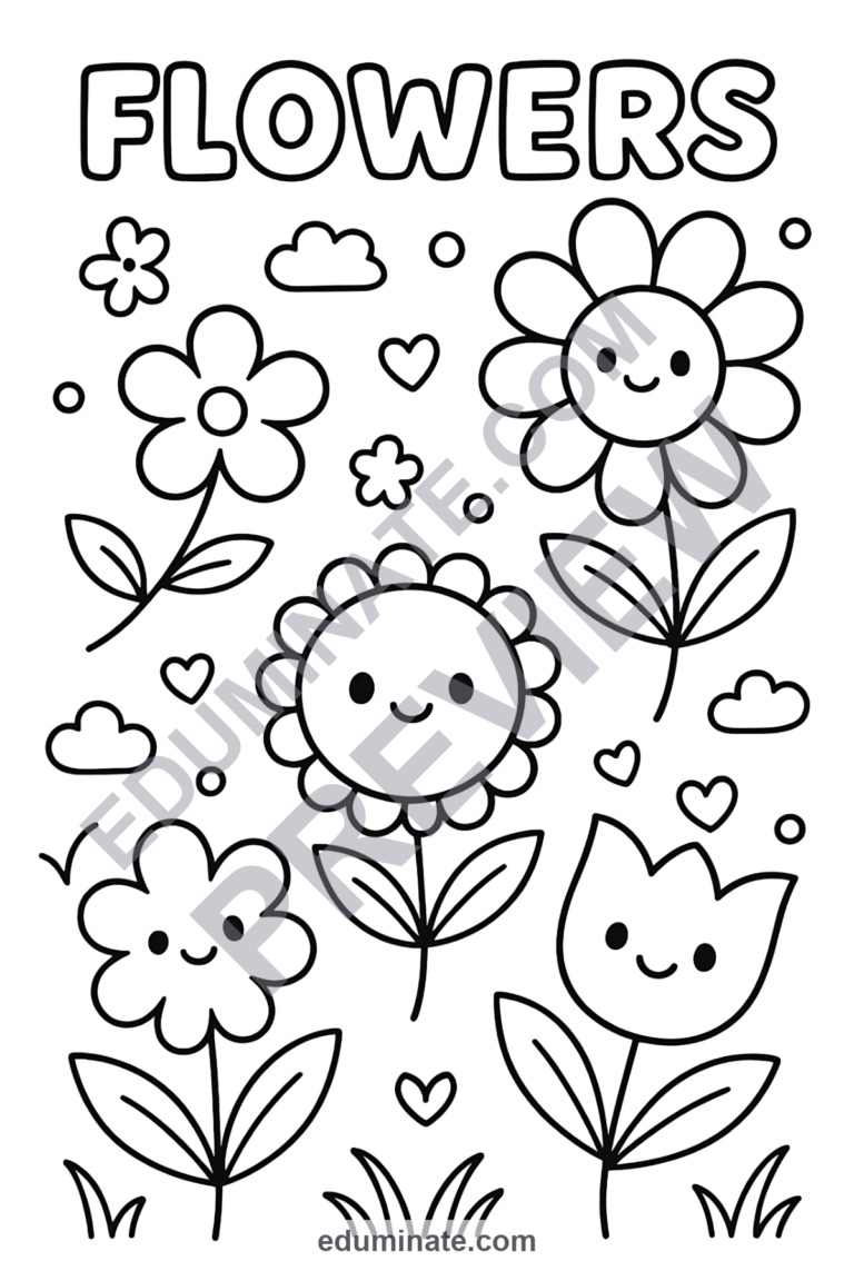 Flowers Coloring Pages Cute Garden Botanical Nature Activity Sheets for Kids sample page 2