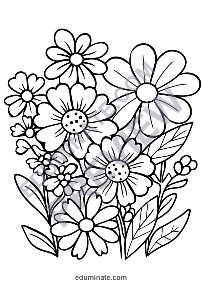 Flower Coloring Book Pages Botanical Garden Activity Sheets for Classroom Art sample page 2