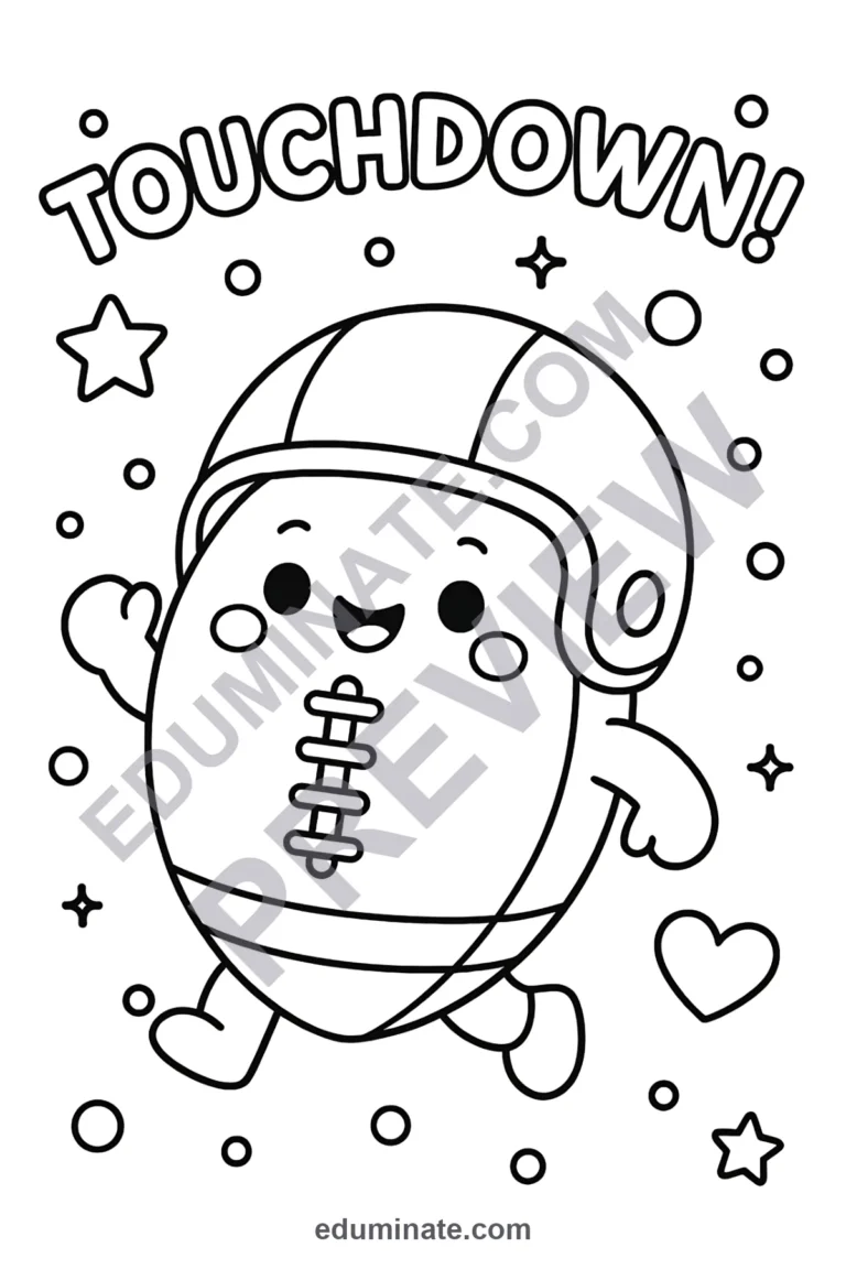 American Football Coloring Pages Game Day Touchdown Activity Sheets for Kids sample page 2