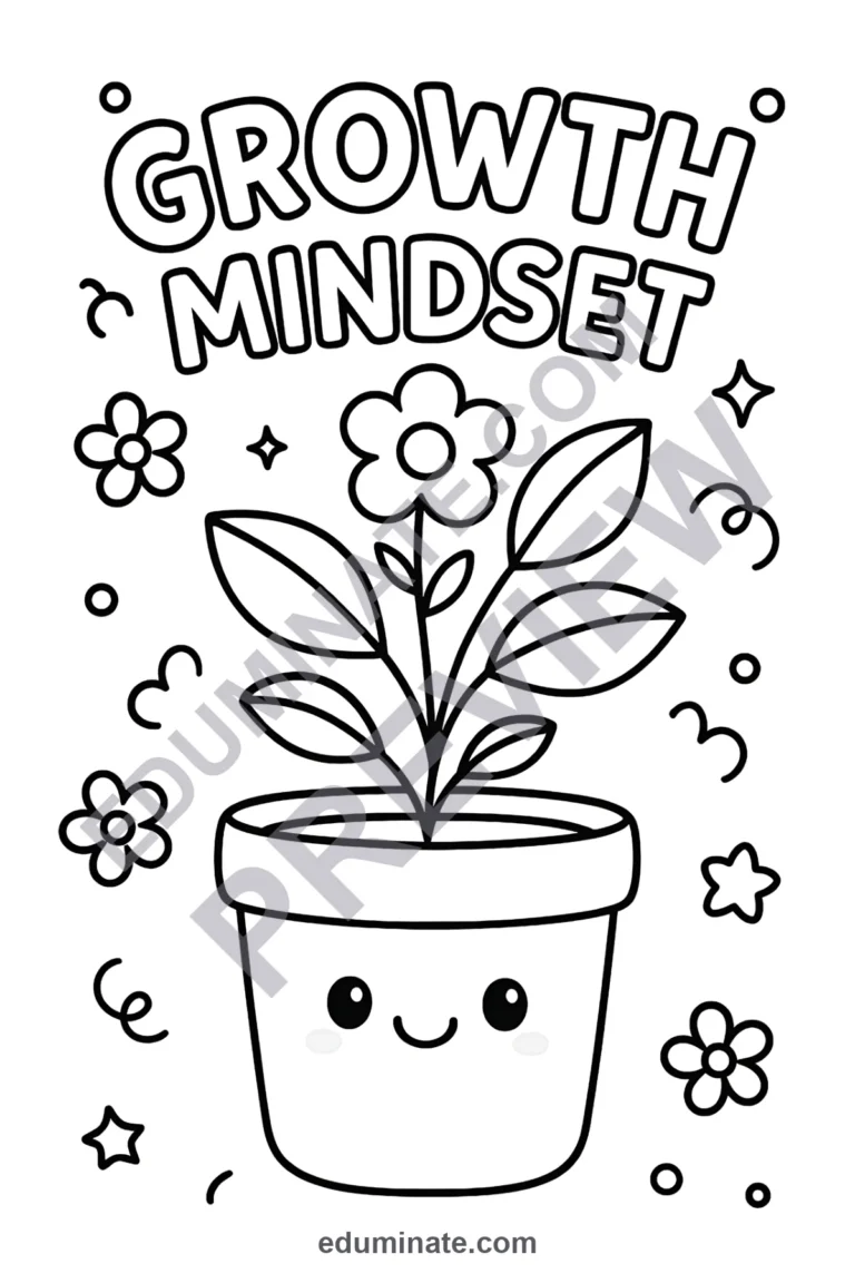 Printable Growth Mindset Coloring Pages Positive Affirmation Sheets for Kids sample page 2