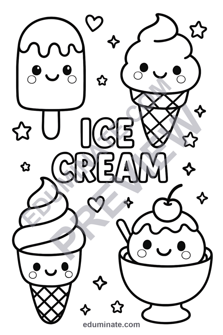 Ice Cream Sundae Coloring Pages Sweet Treats Art Activity Pack for Kids Fun sample page 2