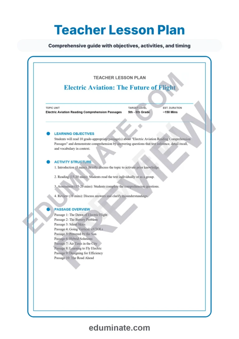 Electric Aviation Reading Comprehension Passages And Questions Worksheets Set sample page 2