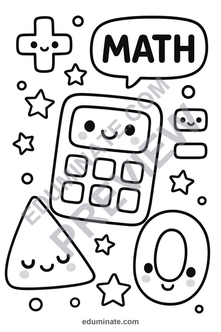 Kindergarten Math Coloring Pages Numbers Art Activity Sheets Pack for Kids sample page 2