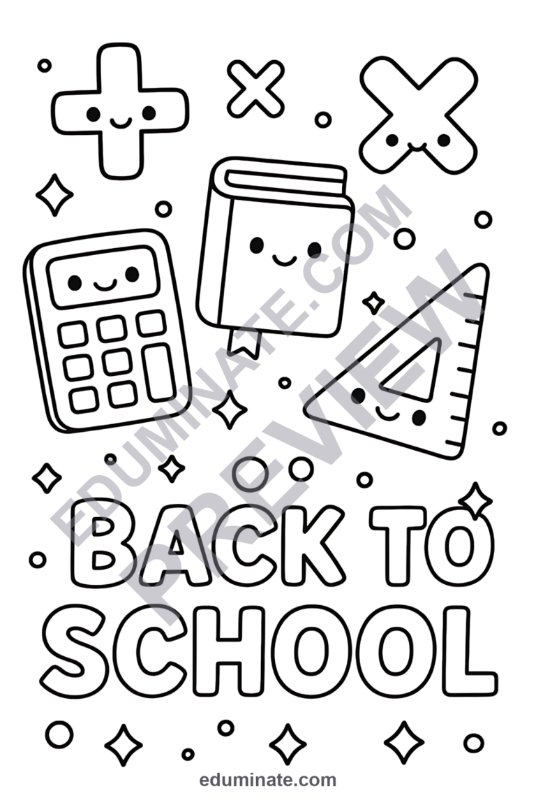Back to School Math Coloring Sheets | Number Sheets | Elementary Math Book sample page 2