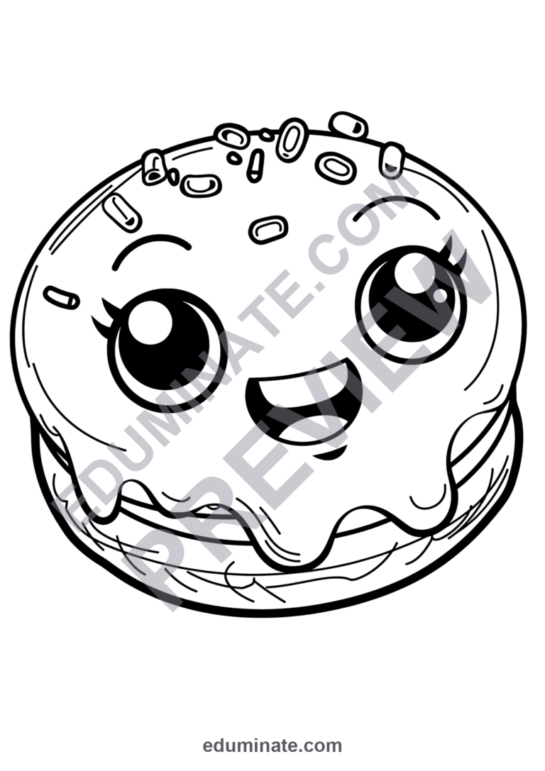 Doughnut Coloring Pages | Sweet Treats Bakery Food Art Activity Sheets for Kids sample page 2