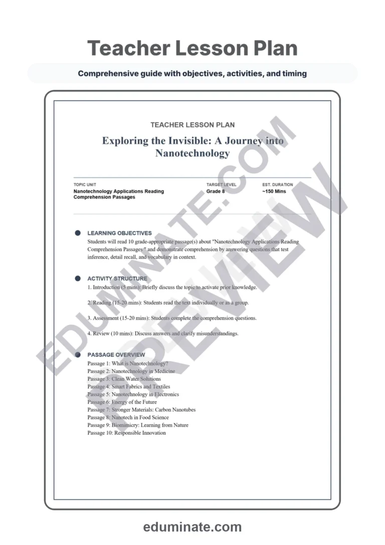 Nanotechnology Reading Comprehension Passages And Questions Printable Pack sample page 2