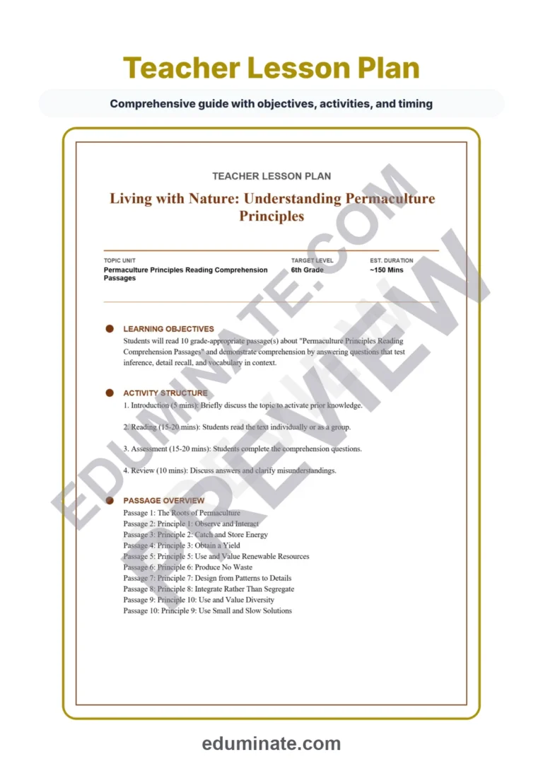 Permaculture Reading Comprehension Passages And Questions Student Worksheets sample page 2