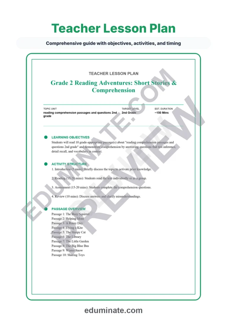Second Grade Reading Comprehension Passages and Questions Core Reader Pack sample page 2