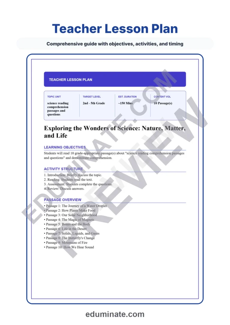 Science Reading Comprehension Passages and Questions Elementary Science Pack sample page 2