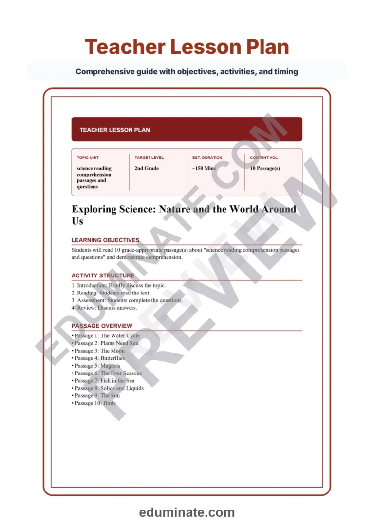 Second Grade Science Reading Comprehension Passages Elementary Science Pack sample page 2