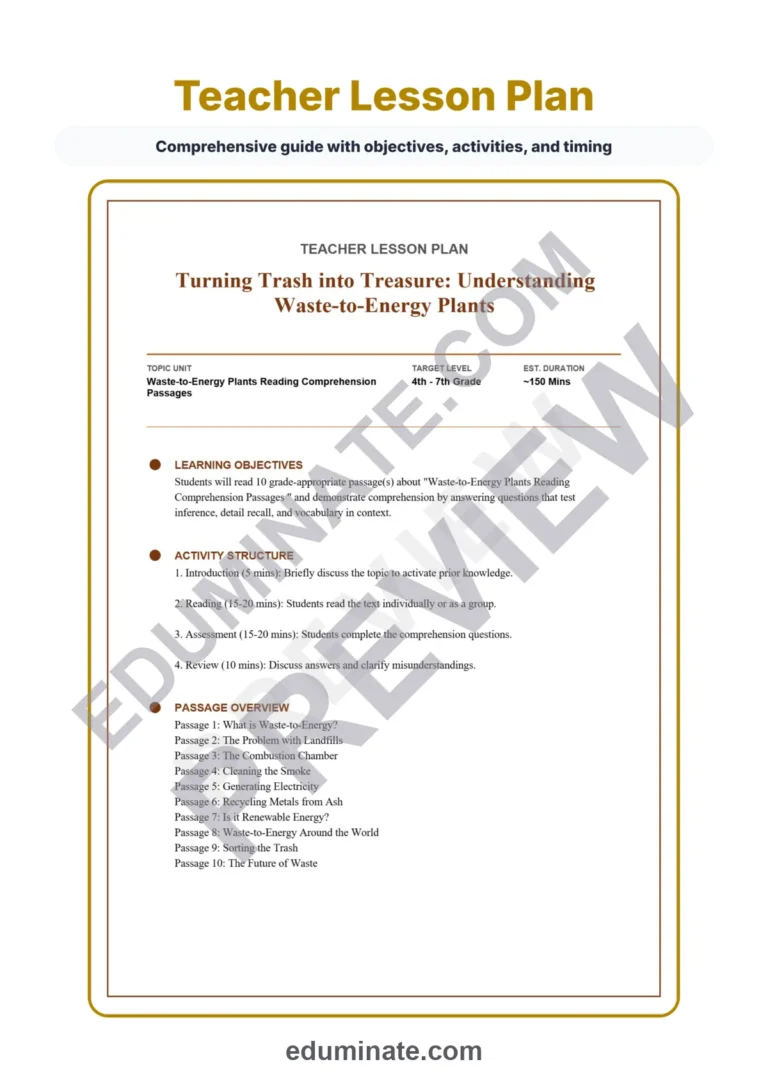 Waste to Energy Reading Comprehension Passages and Renewable Energy Activities sample page 2